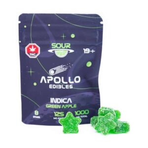 Apollo Edibles – Sour Green Apple Shooting Stars 1000mg THC Indica