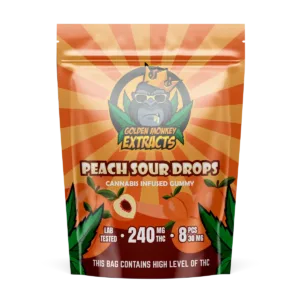 Golden Monkey Extracts Peach Sour Drops- 240mg  THC